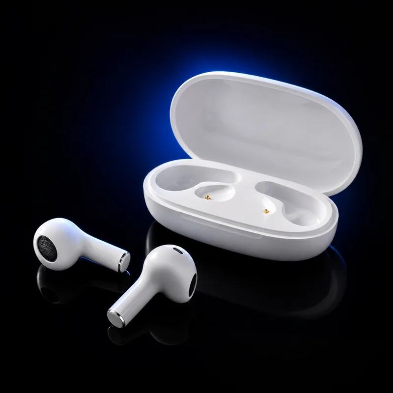 AirPods 4 sem ponteiras com estojo aberto e sem gravações
