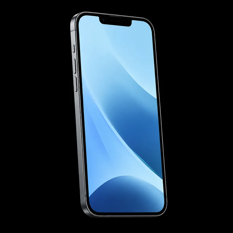 iPhone 14 de frente com tela acesa em wallpaper azul-claro, seminovo na 7Tech
