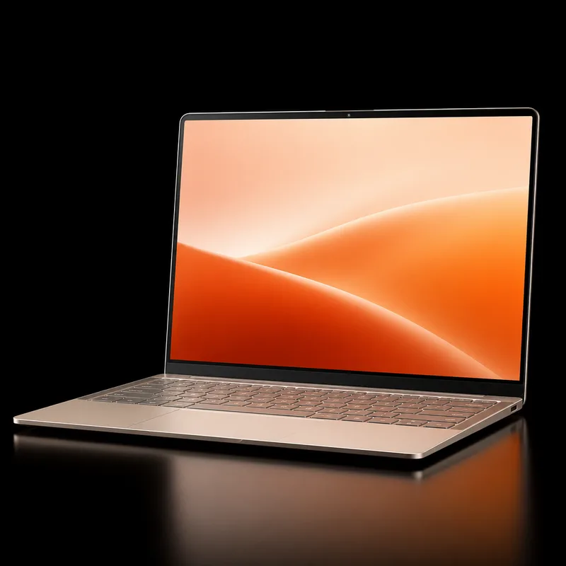 MacBook Air M3 estelar aberto e visto de frente com tela acesa